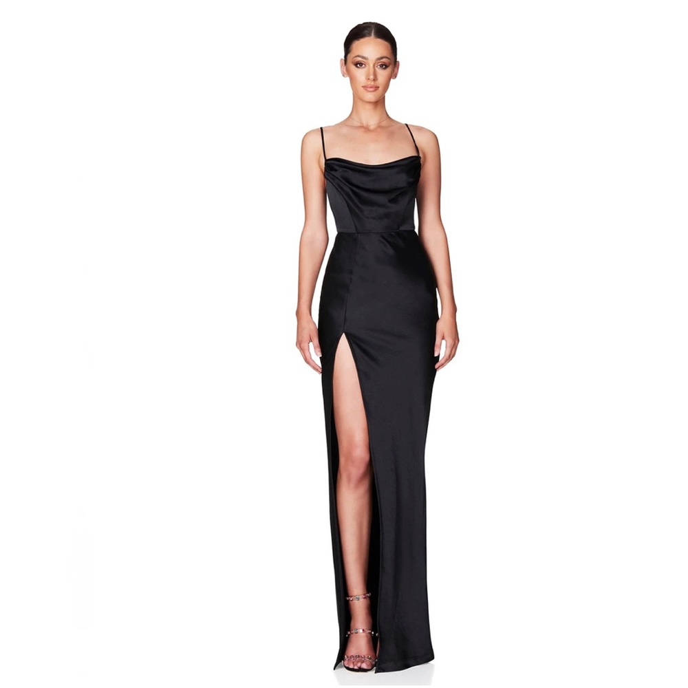 Nookie Dream Draped Gown in Black SMALL